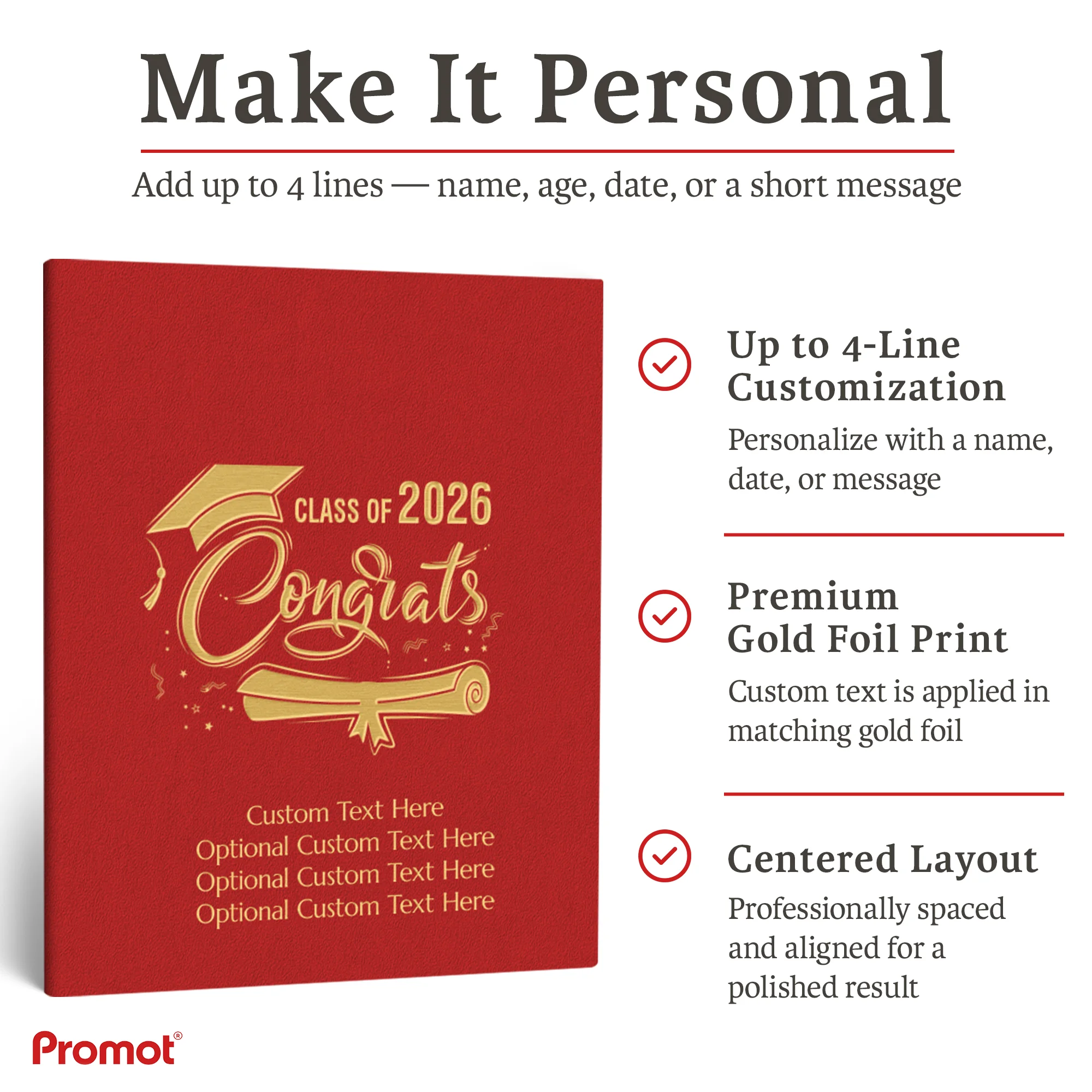 Personalized Graduation Party Guestbook- Class of 2026 (RED)